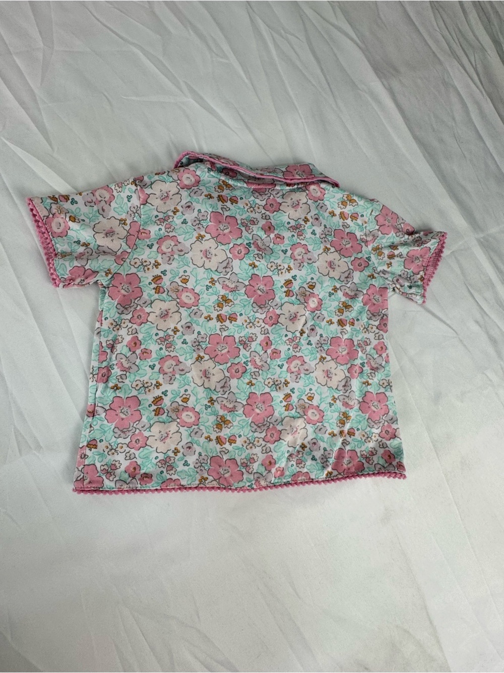 Girls Pink & Mint Floral Short-Sleeve Pajama Set - Picture 4 of 7